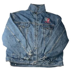 Blue Denim Jacket with Embroidered Patch